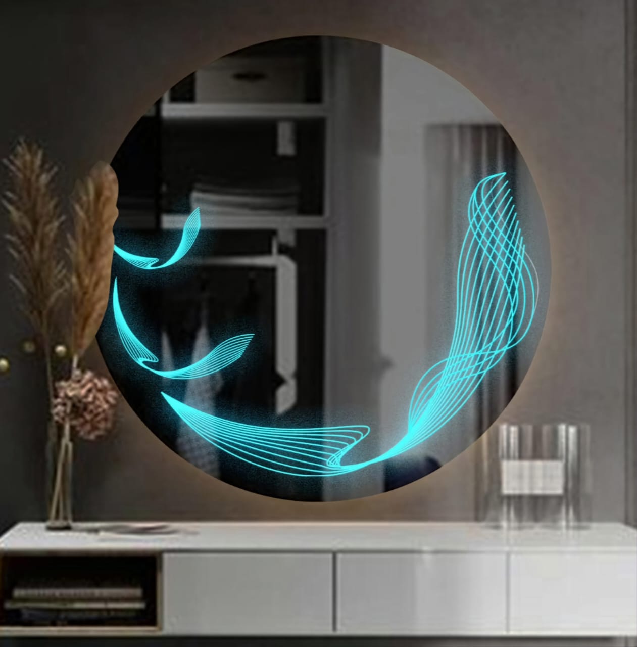 Modern Round Wall Mirror with LED light